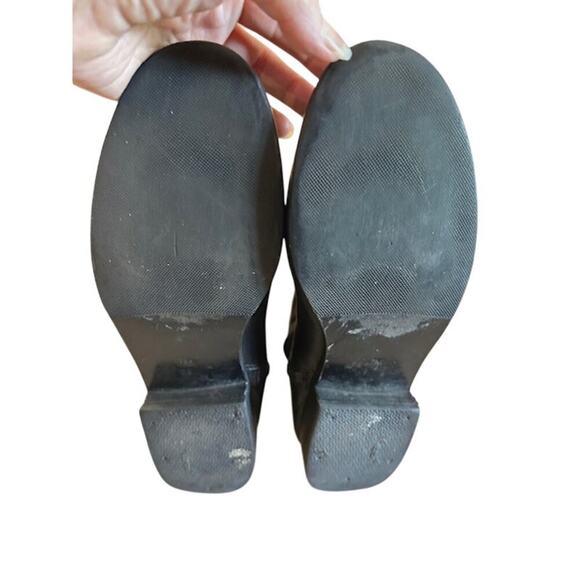 Tory Burch Black Leather Riding Boots Women’s 7M  Gold Buckle & Logo Detail - Picture 10 of 11